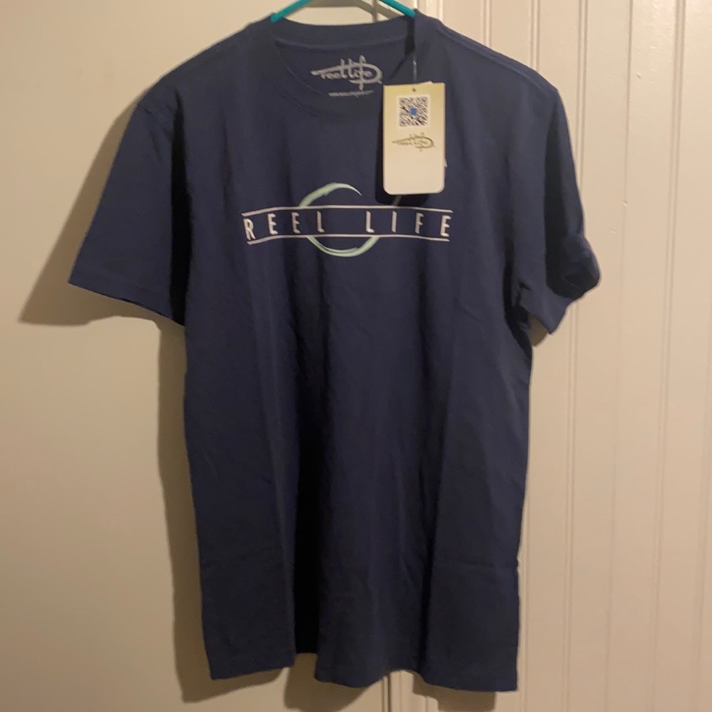 Reel Life Mens Medium Blue Short Sleeve Shirt NWT